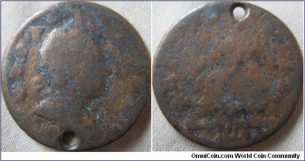 very low grade and holed George I farthing