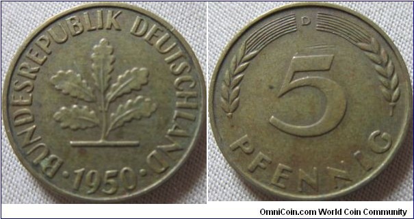 1950 D 5 pfennig