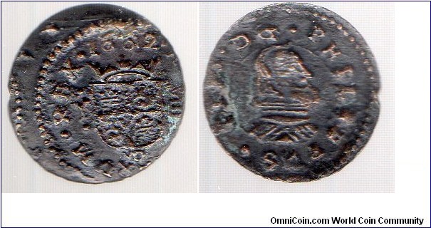 8 Maravedis 
Philip IV King of Spain, Portugal & The Algarves Mint Officials mark Y = Madrid