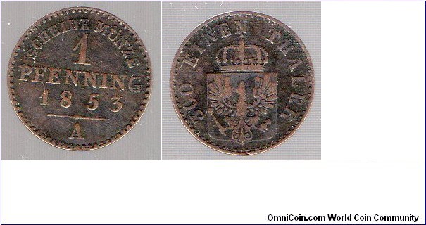 Prussia 
1 Pfennig 
Mint Mark A = Berlin
