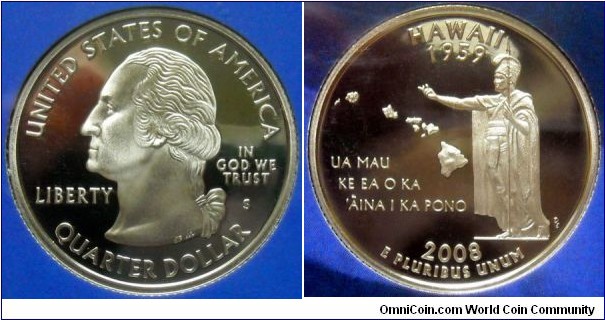 Proof state quarter 2008 S, Hawaii.