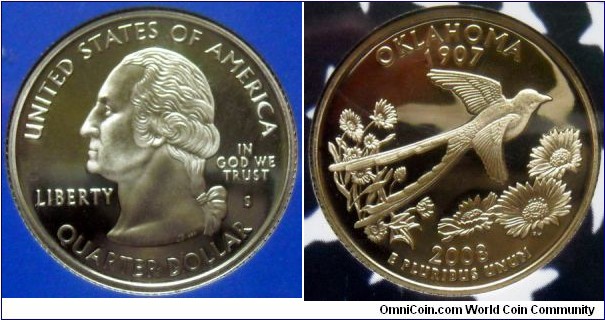 Proof state quarter 2008 S, Oklahoma.