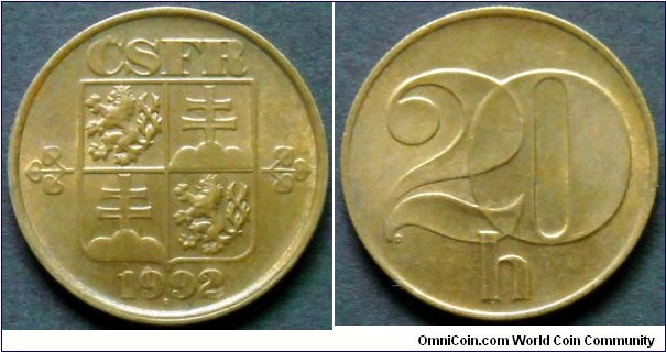 Czech and Slovak Federative Republic
20 haleru.
1992