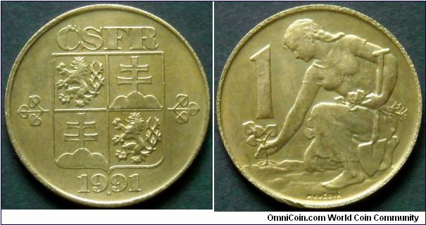 Czech and Slovak Federative Republic 
1 koruna.
1991