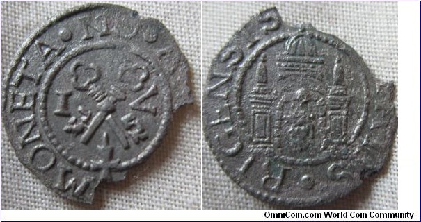 Riga Schilling 1571, decent grade sadly a piece missing