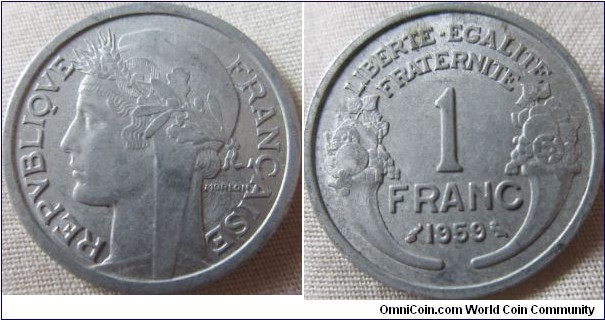 1959 1 Franc, last year of issue