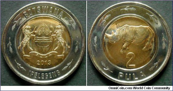 Botswana 2 pula.
2013, Bimetal.