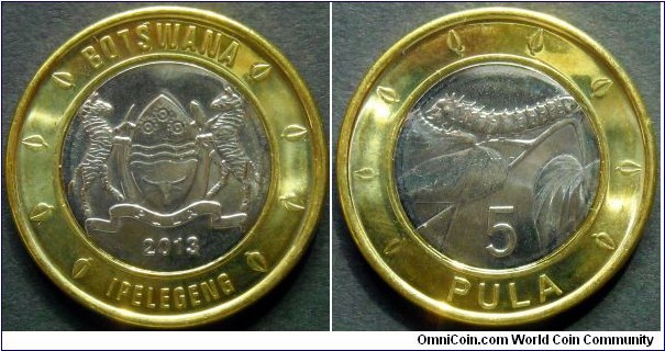 Botswana 5 pula.
2013, Bimetal.