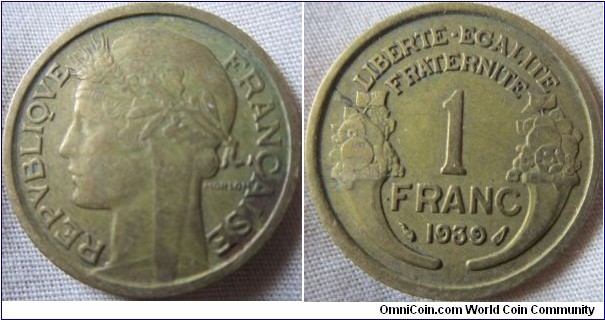 1939 1 franc 48,434,500 minted