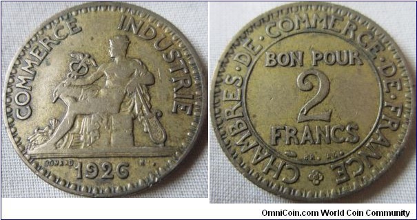 1926 2 franc only 2,962,351 so scarce