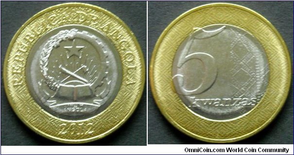 Angola 5 kwanzas.
2012, Bimetal.