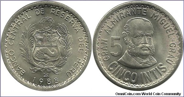 Peru 5 Intis 1988