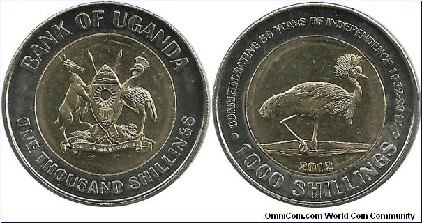 Uganda 1000 Shillings 2012 - 50 Years of Independence 1962-2012