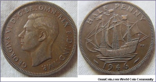 1946 Halfpenny in VF