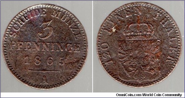 Prussia 
3 Pfennings 
Mint Mark A = Berlin