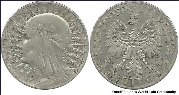 Poland 5 Zlotych 1932