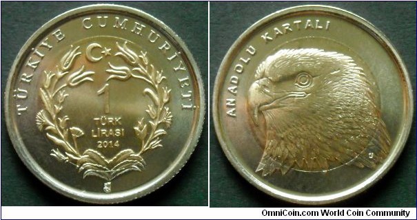 Turkey 1 lira.
2014, Anatolian Eagle. Bimetal.