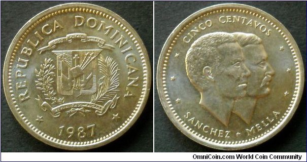 Dominican Republic 5 centavos.
1987