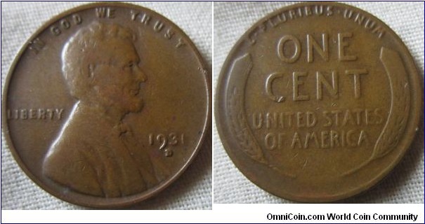 scarce 1931 D cent, only 4,400,000 minted