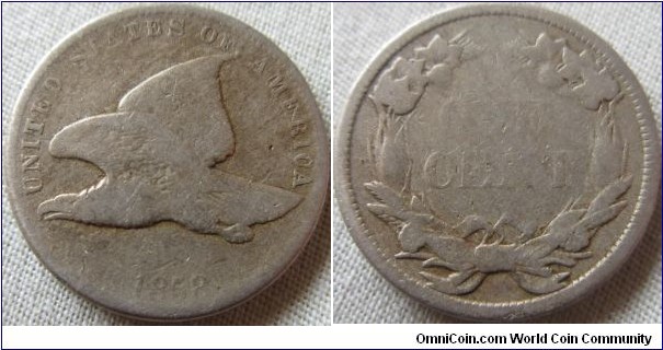1858 cent, very worn