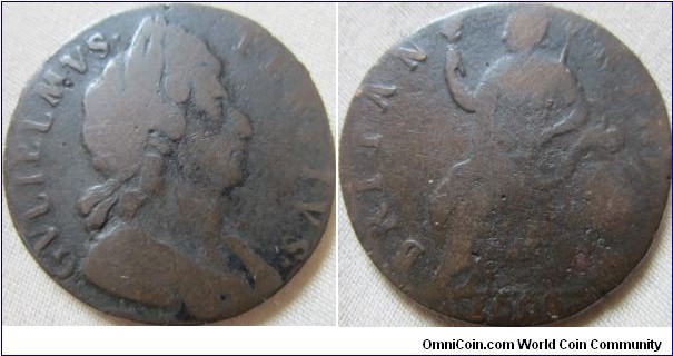 1695 halfpenny, scarce date