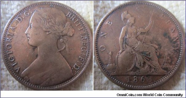 1863 penny, faint 3