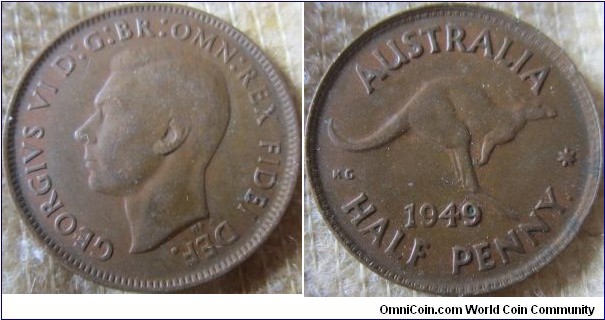 1949 halfpenny, Fine