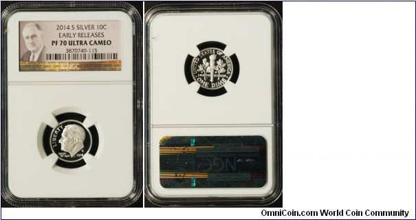 2014S Roosevelt Dime - Silver PF70UC