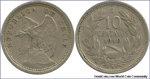 Chile 10 Centavos 1940