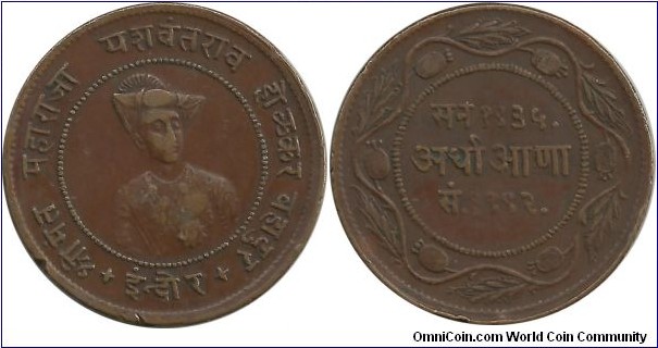 India-Indore ½ Anna VS1992(1935)