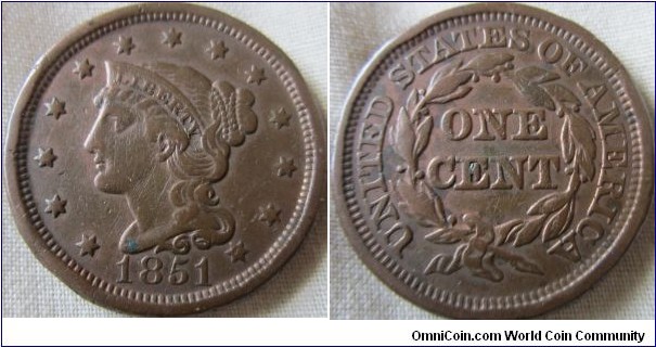 high grade 1851 cent