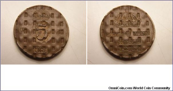 5 Ore defaced by swedish mint