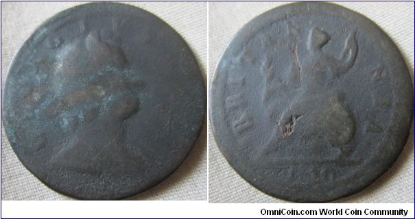 bvery worn 1720 halfpenny