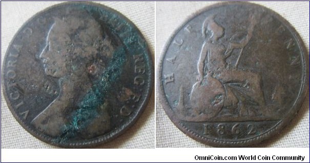 1862 halfpenny in fair