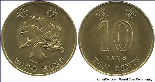 HongKong 10 Cents 1998