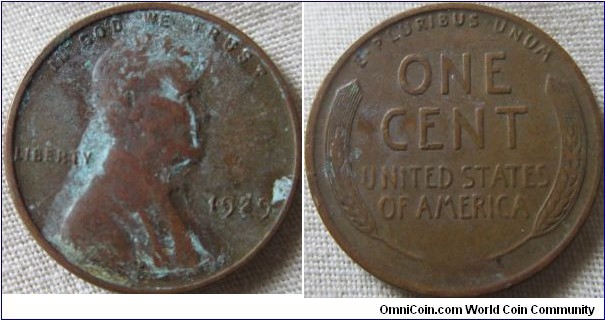1929 cent, corroded.