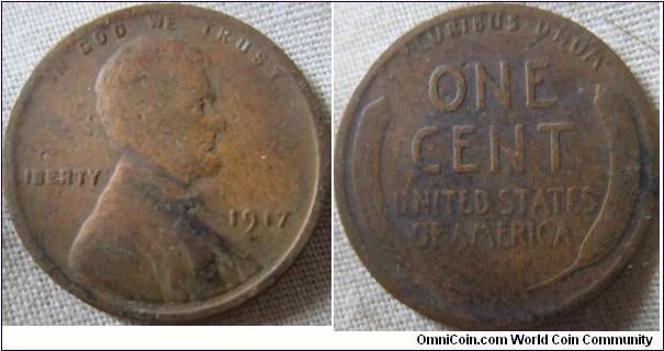 1917 cent, low grade