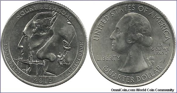 USA Quarter Dollar 2013D - Mount Rushmore -South Dakota