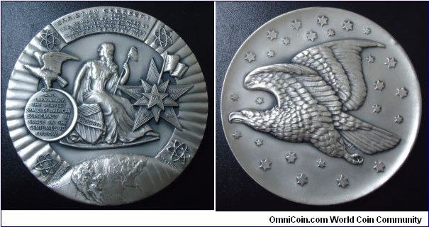 1963 USA Christian Gobrecht Medal, Silver:76MM./ 7.485 oz.
Tovio Johnson's Coin Designer Medal Series #4 of 6 Rare Silver Medals.  Issue #1520
