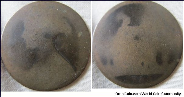 very worn 1861 penny