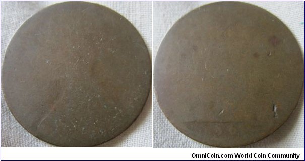 1860 penny very worn