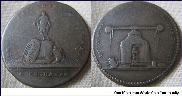 William Lutwyche, conder farthing undated, Lutwyche manufactory, Birmingham. 15,450 minted