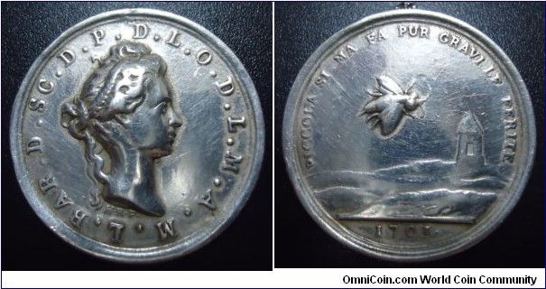 1703 France The Order of The Honey  Bee Medal by Henri Roussel Fecit. Silver: 29MM
Obv: Bust of Duchess of Maine, Louise Benedicte De Bourbon to right. Signed 