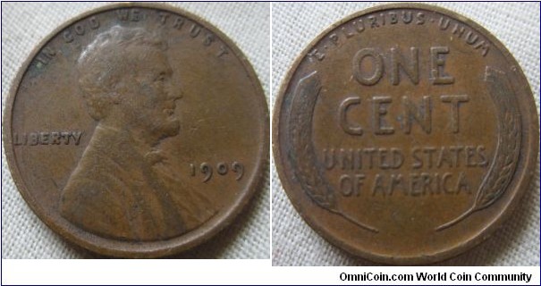 1909 cent, almost VF