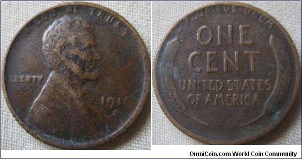 1916D cent, low grade