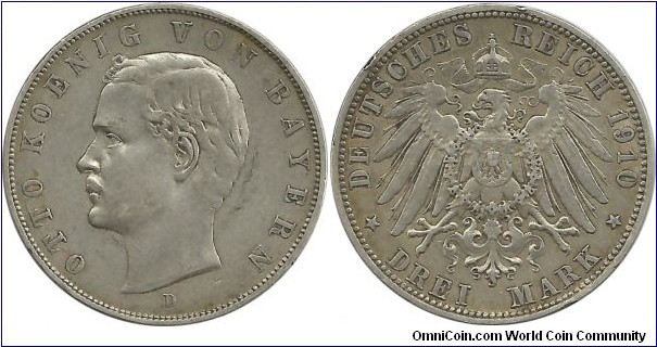 Germany-Bayern 3 Mark 1910D