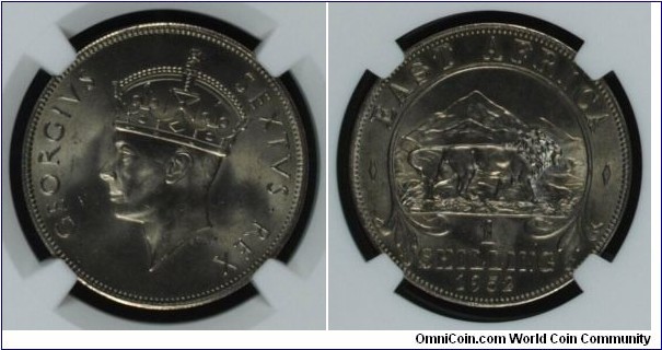 East Africa 1 Shilling 1952 KM#31 MS65