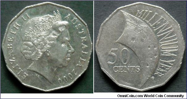Australia 50 cents.
2000, Millenium year.