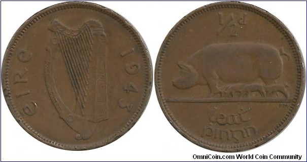 Ireland ½ Penny 1943