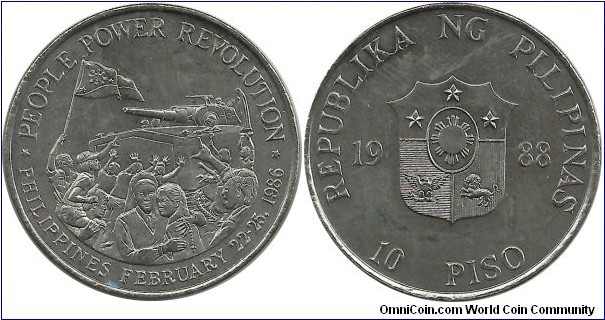 Philippines 10 Piso 1988-People Power Revolution